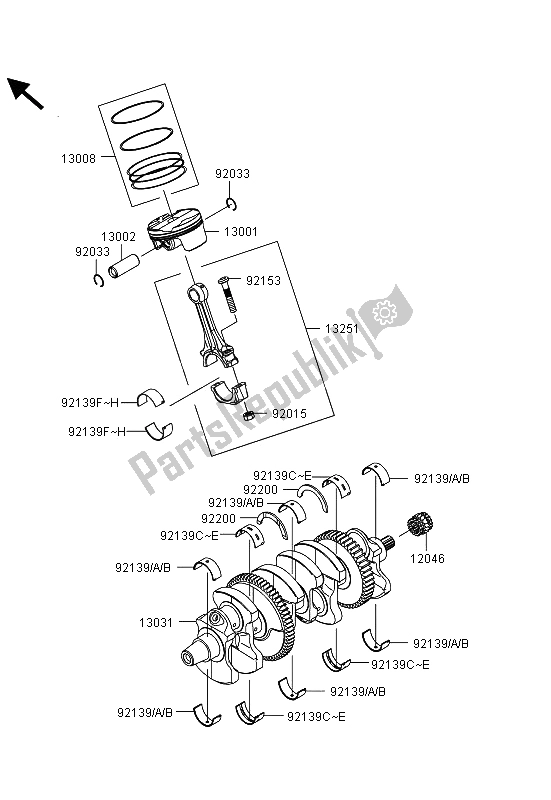 Tutte le parti per il Albero Motore E Pistone (i) del Kawasaki Ninja ZX 10R ABS 1000 2013