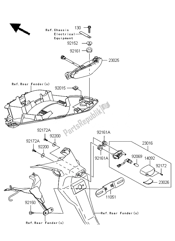 Todas las partes para Luz De La Cola de Kawasaki ER 6F 650 2010