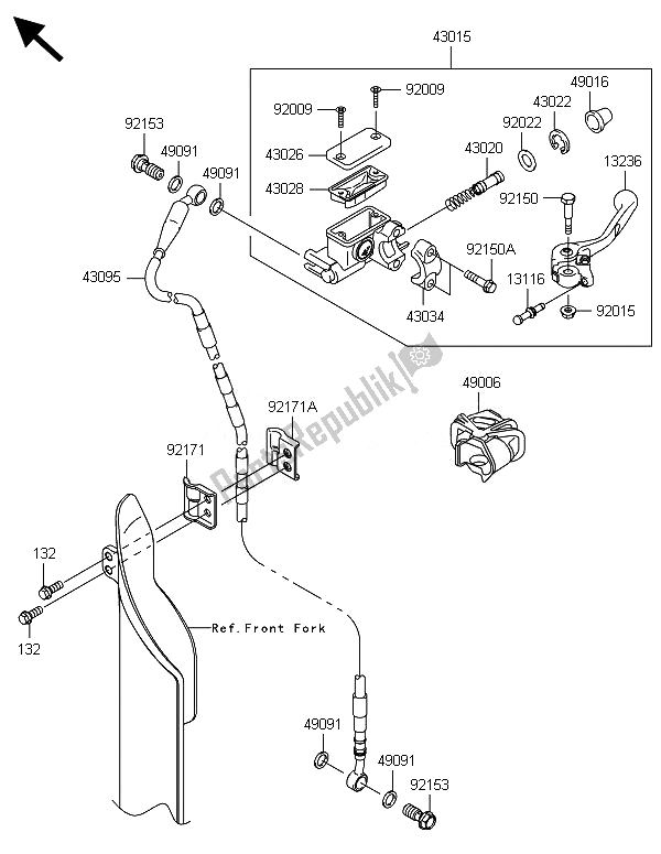 All parts for the Front Master Cylinder of the Kawasaki KX 250F 2014