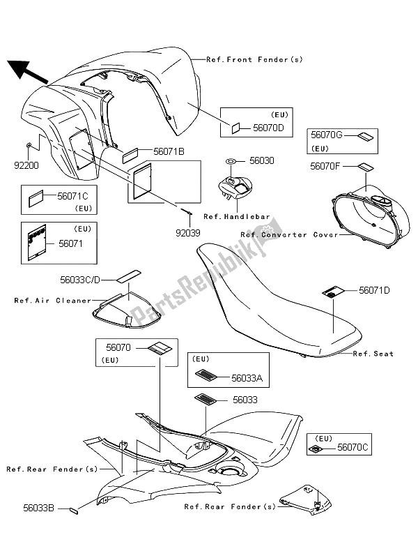 All parts for the Labels of the Kawasaki KFX 700 2011