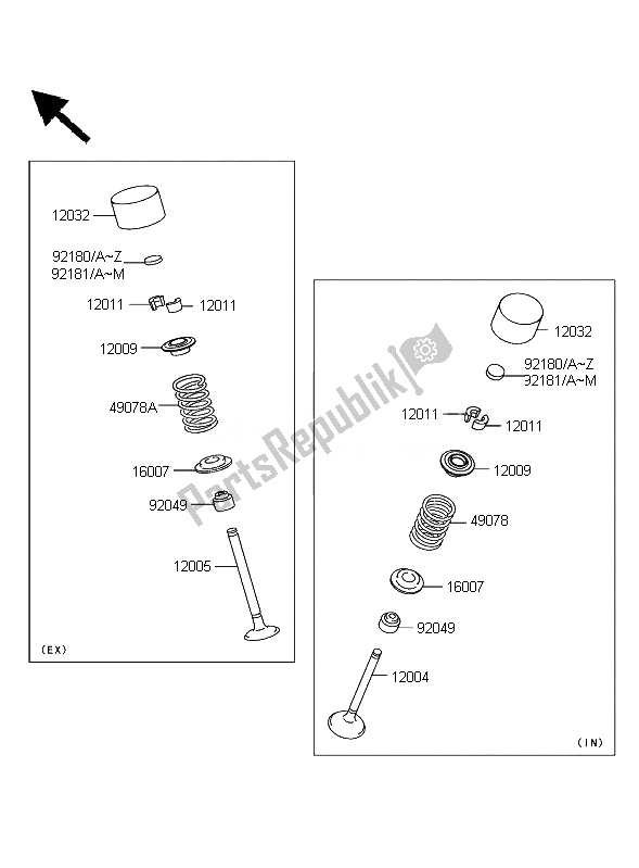 All parts for the Valve of the Kawasaki Ninja ZX 10R 1000 2007