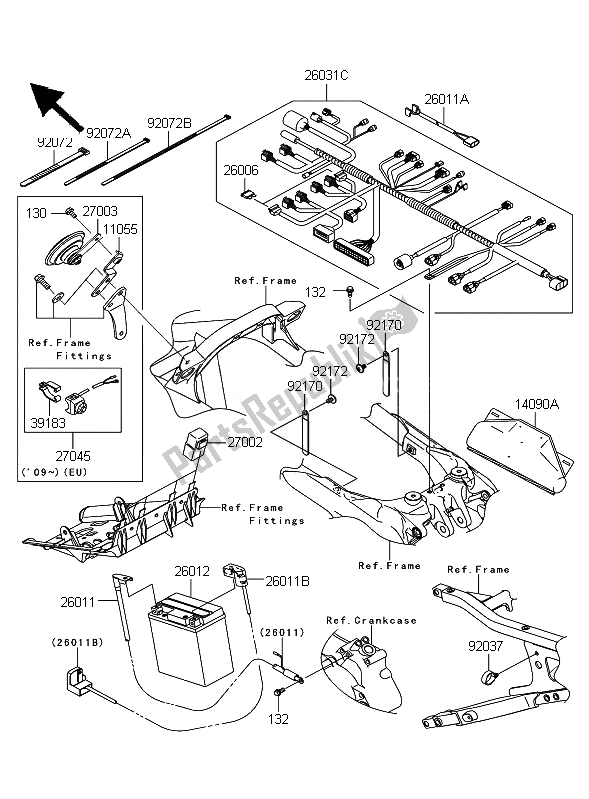 Alle onderdelen voor de Chassis Elektrische Apparatuur van de Kawasaki KFX 450R 2010