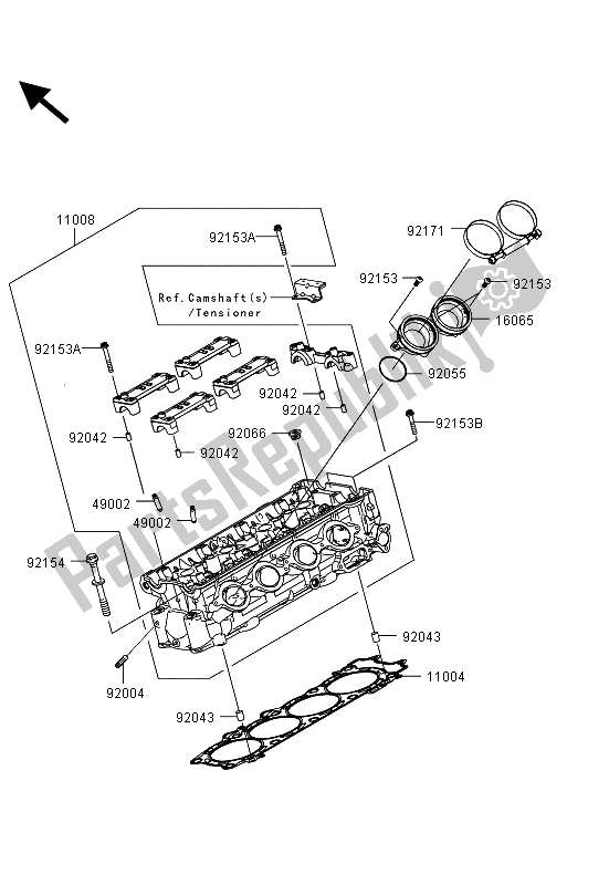 All parts for the Cylinder Head of the Kawasaki ZZR 1400 ABS 2013