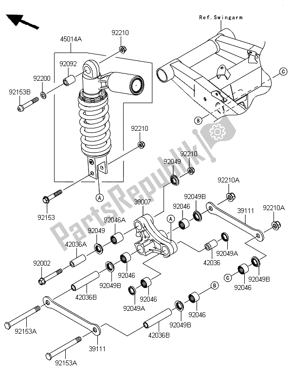 Todas as partes de Suspensão E Amortecedor do Kawasaki Z 800 2014