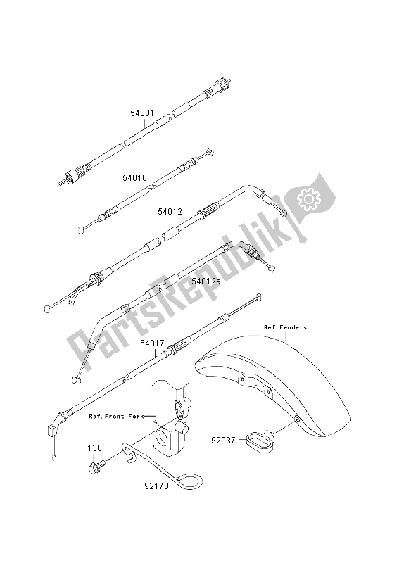 All parts for the Cables of the Kawasaki ZRX 1200 2003