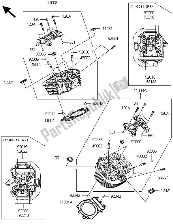 All parts for the Cylinder Head of the Kawasaki VN 1700 Voyager ABS 2013