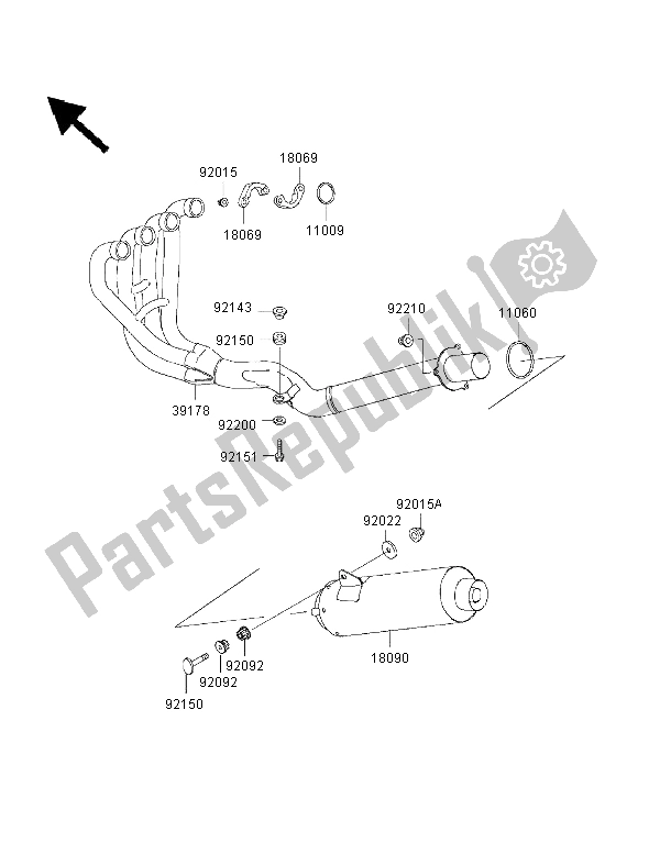 Todas as partes de Silencioso do Kawasaki ZRX 1100 1999