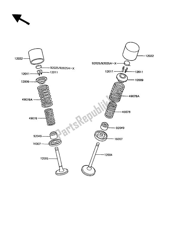 All parts for the Valve(s) of the Kawasaki GT 550 1994