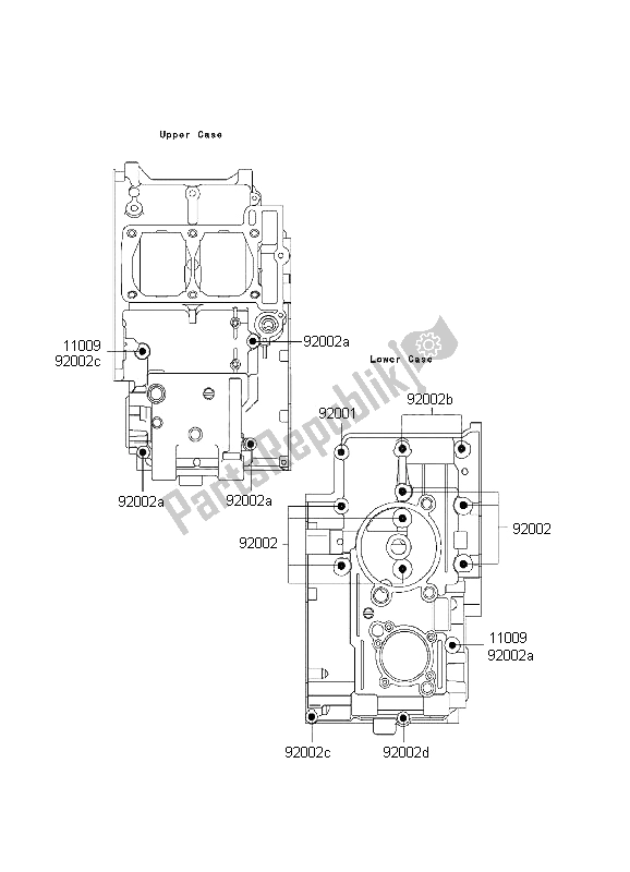 All parts for the Crankcase Bolt Pattern of the Kawasaki EL 252 2001