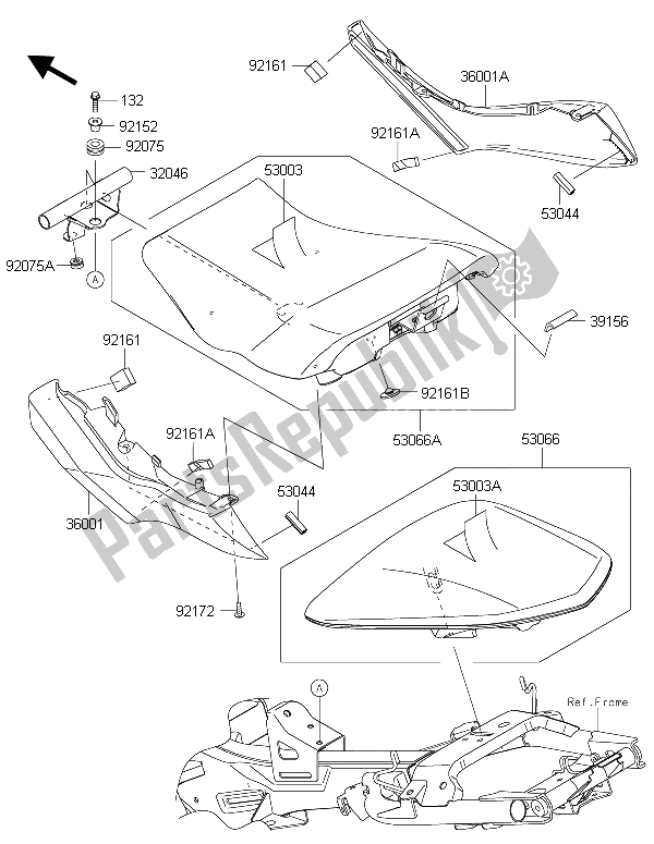 All parts for the Seat of the Kawasaki ER 6N ABS 650 2015