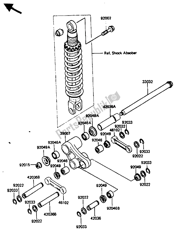 Tutte le parti per il Sospensione del Kawasaki KLR 250 1986