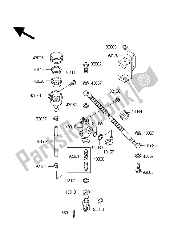 All parts for the Rear Master Cylinder of the Kawasaki KLR 650 1995