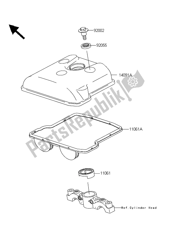 All parts for the Cylinder Head Cover of the Kawasaki KFX 450R 2009