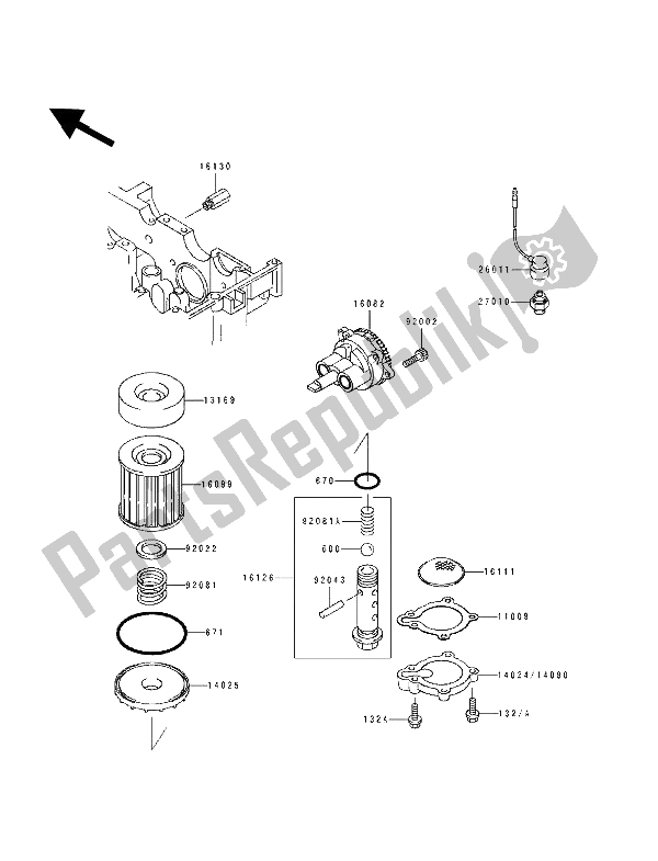 Tutte le parti per il Pompa Dell'olio del Kawasaki EL 250E 1993