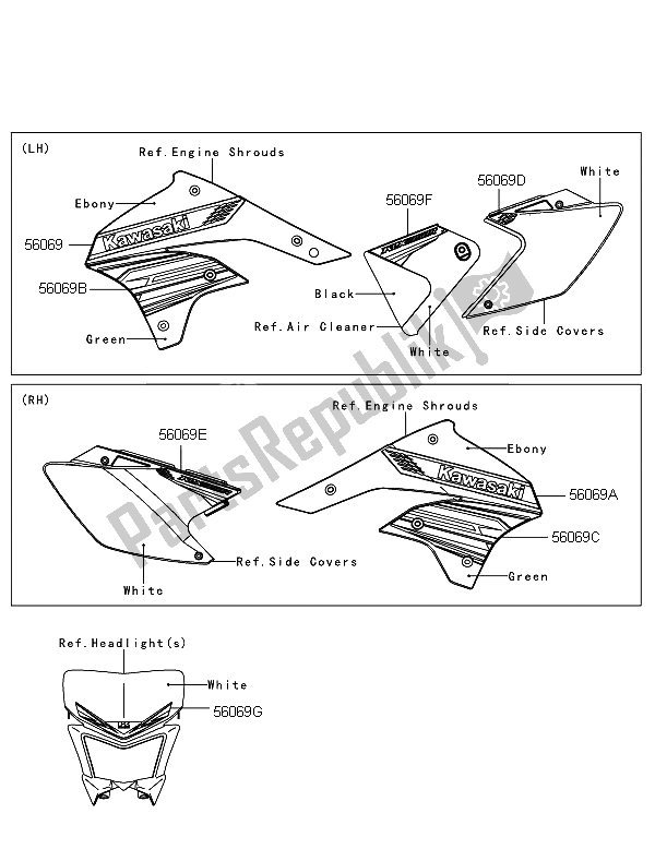 All parts for the Decals of the Kawasaki KLX 450 2013