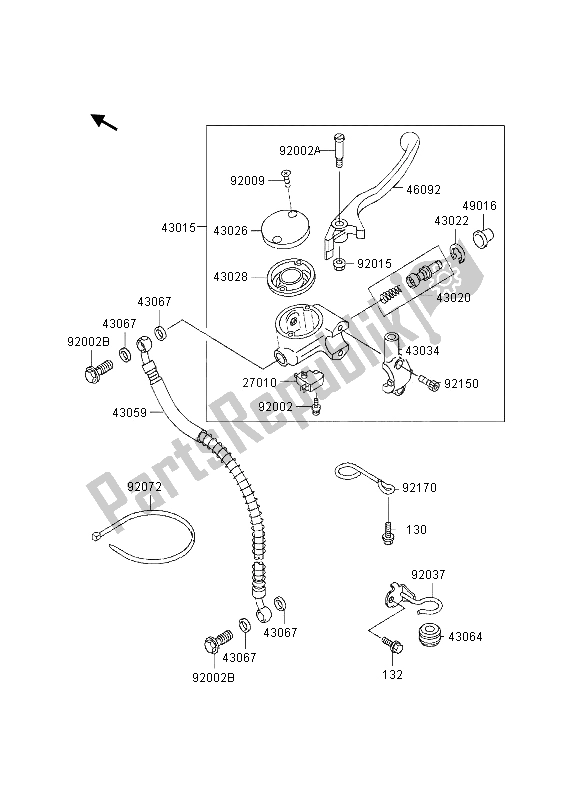 All parts for the Front Master Cylinder of the Kawasaki Eliminator 600 1995