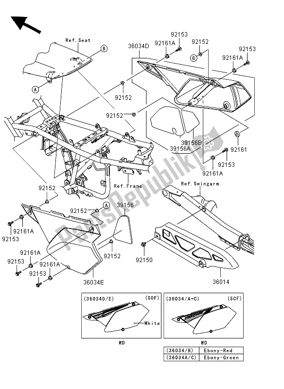 Tutte le parti per il Coperture Laterali E Copertura A Catena del Kawasaki KLX 250 2013