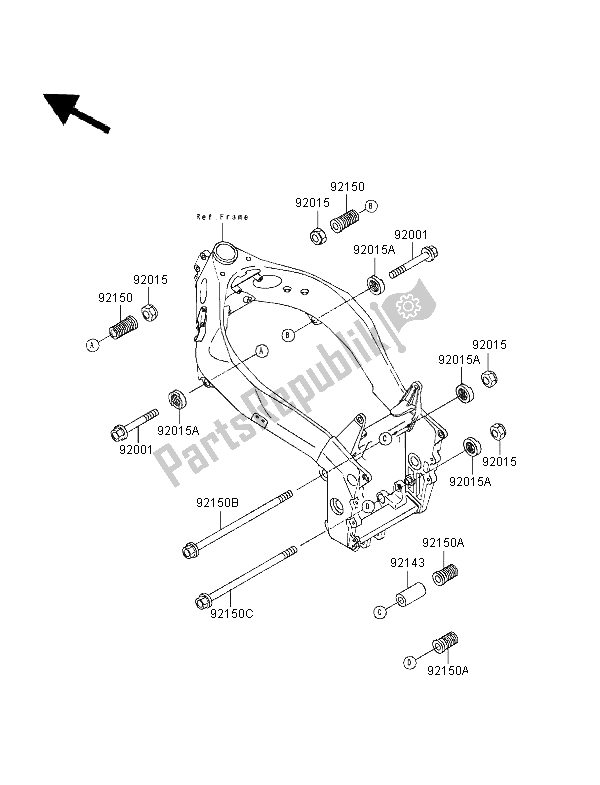 Tutte le parti per il Montaggi Della Struttura del Kawasaki ZXR 750 1995