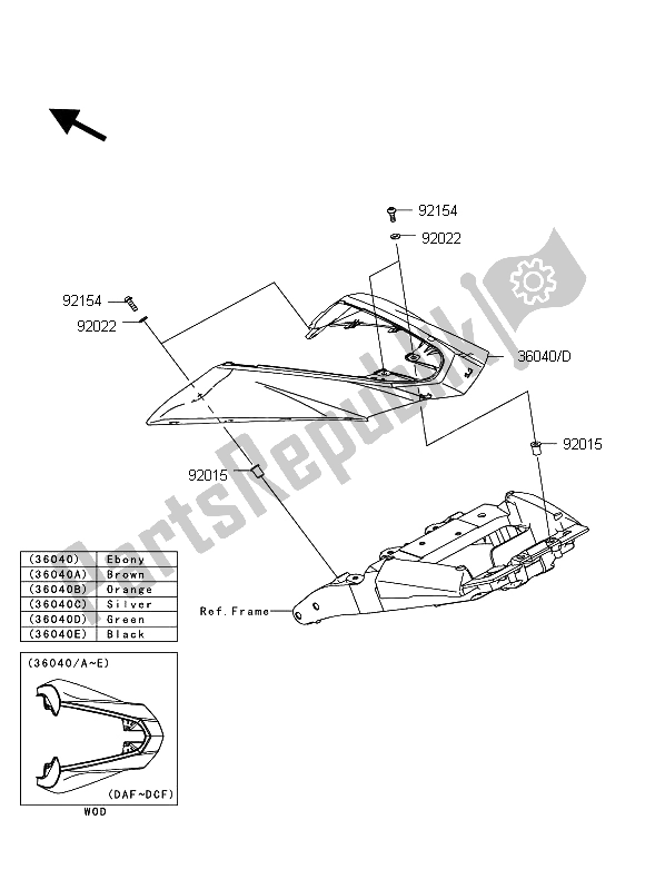 All parts for the Side Covers of the Kawasaki Z 1000 2011