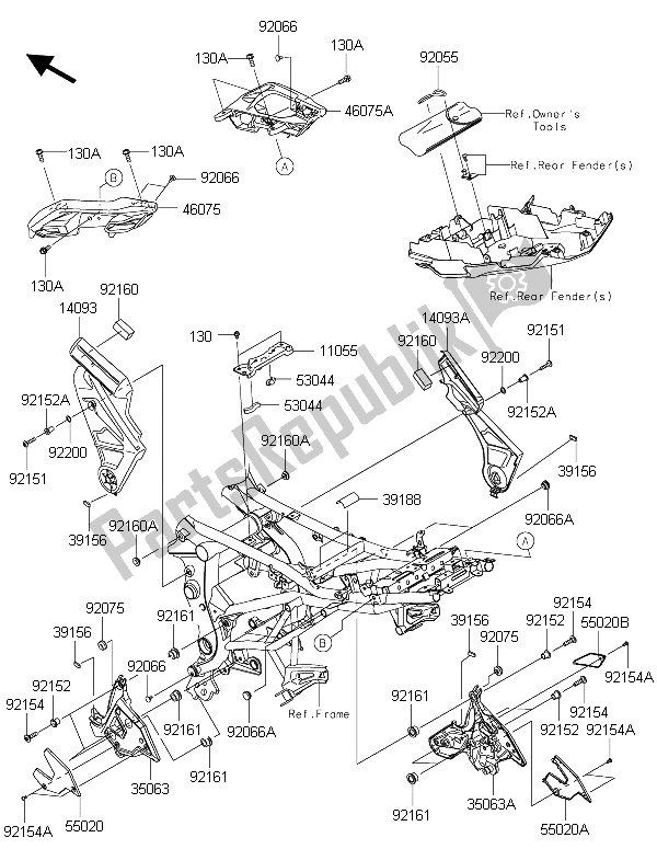 Tutte le parti per il Montaggi Della Struttura del Kawasaki Versys 650 ABS 2015