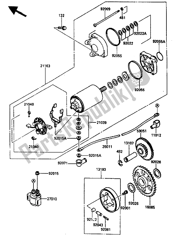 Tutte le parti per il Motorino Di Avviamento del Kawasaki ZL 600 1986