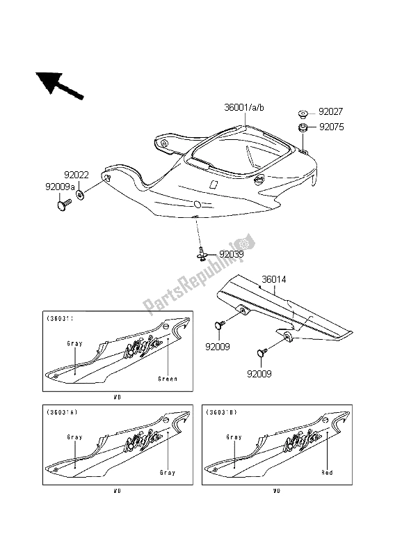 All parts for the Side Covers & Chain Cover of the Kawasaki Ninja ZX 6R 600 1999