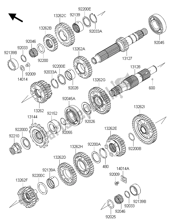 All parts for the Transmission of the Kawasaki ER 6N 650 2015