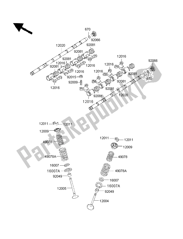 All parts for the Valve(s) of the Kawasaki 1000 GTR 1997