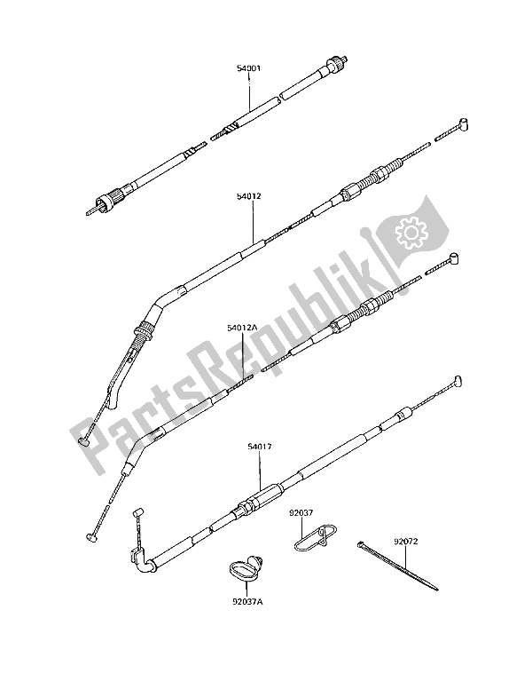 All parts for the Cables of the Kawasaki 1000 GTR 1992