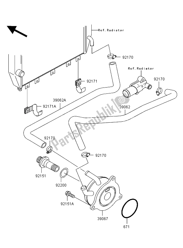 All parts for the Oil Cooler of the Kawasaki Ninja ZX 12R 1200 2004