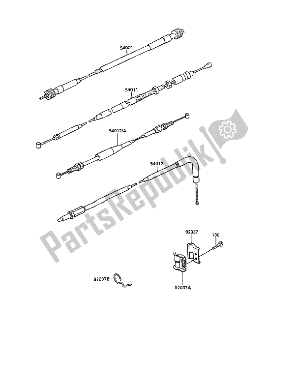 Tutte le parti per il Cavo del Kawasaki KLR 250 1990