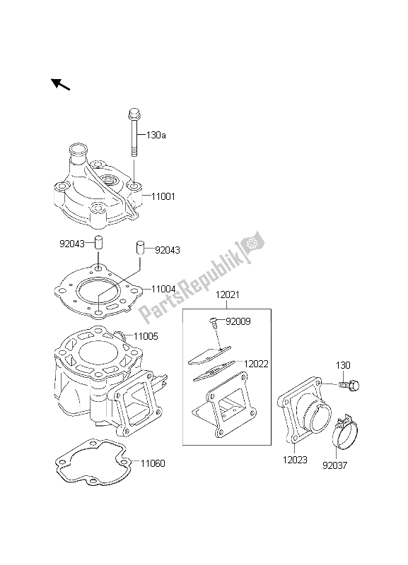 Tutte le parti per il Testata E Cilindro del Kawasaki KX 60 2000