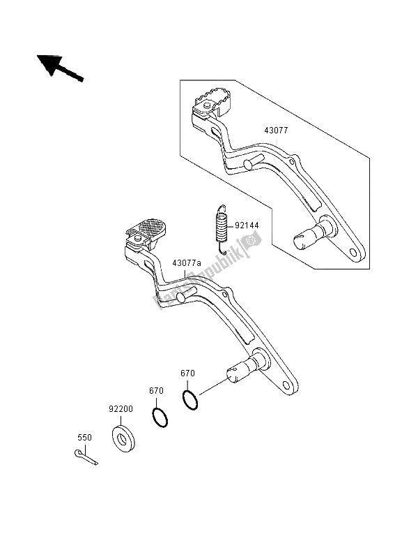 Toutes les pièces pour le Pédale De Frein du Kawasaki KLR 650 1996