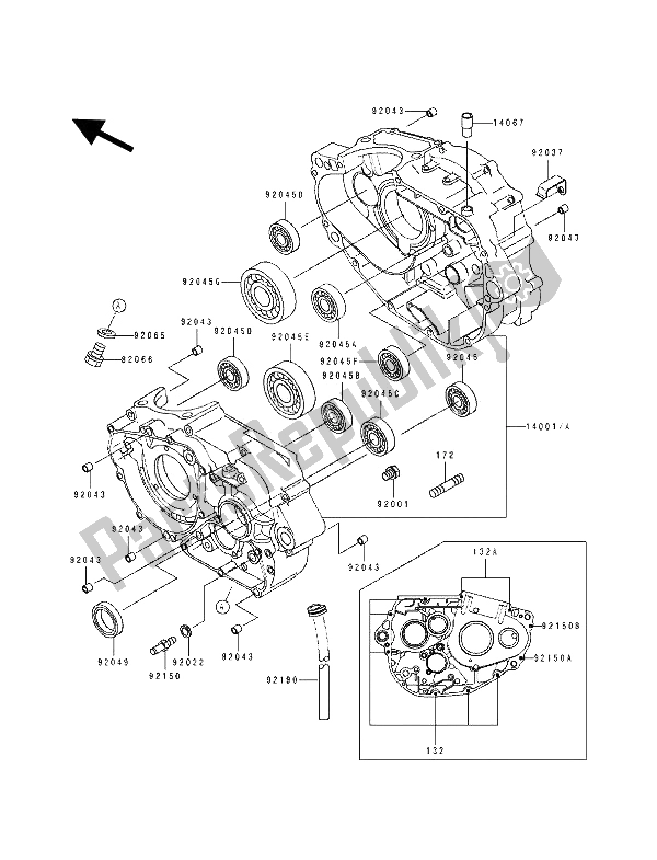 All parts for the Crankcase of the Kawasaki KLX 250 1993