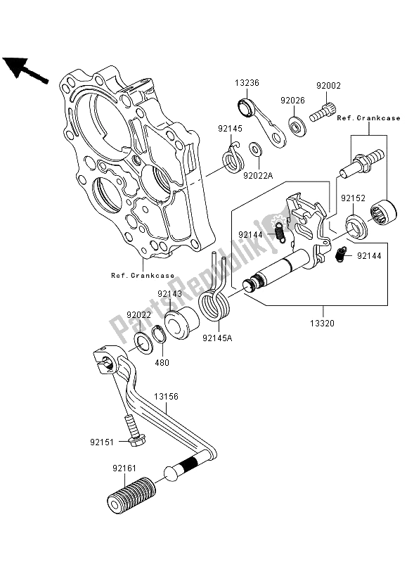 All parts for the Gear Change Mechanism of the Kawasaki ER 6N ABS 650 2008