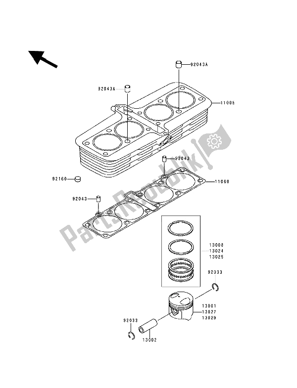 Toutes les pièces pour le Cylindre Et Piston (s) du Kawasaki Zephyr 1100 1994