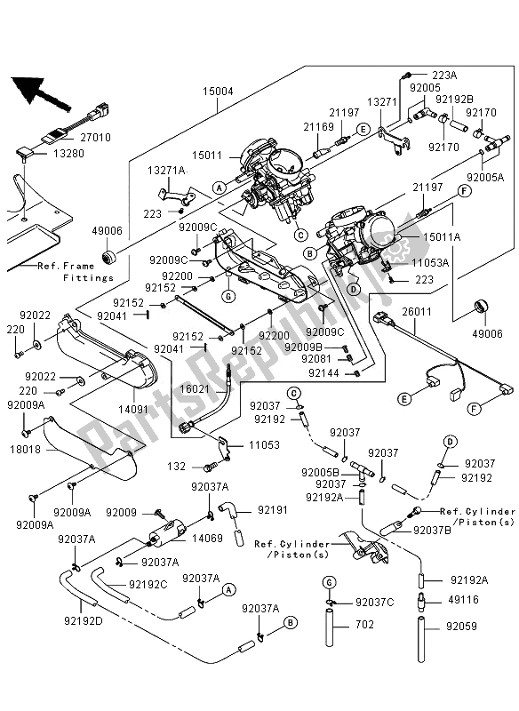 Tutte le parti per il Carburatore del Kawasaki KVF 750 4X4 2007