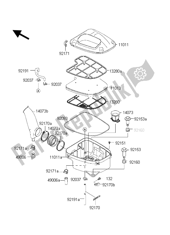 All parts for the Air Cleaner of the Kawasaki KVF 650 Prairie 2002