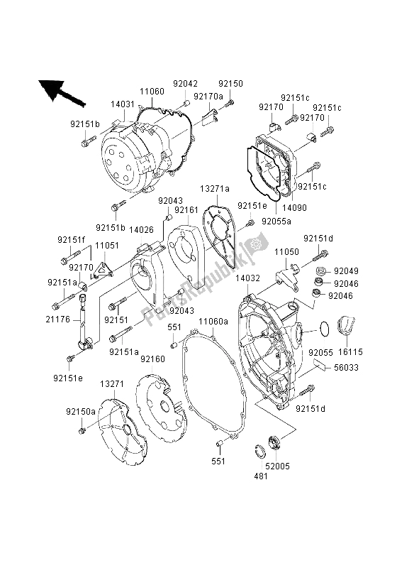 Toutes les pièces pour le Couvert De Moteur du Kawasaki Ninja ZX 9R 900 2003