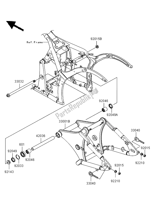 All parts for the Swingarm of the Kawasaki VN 900 Classic 2008
