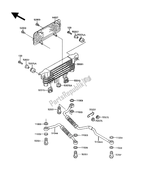 All parts for the Oil Cooler of the Kawasaki 1000 GTR 1994