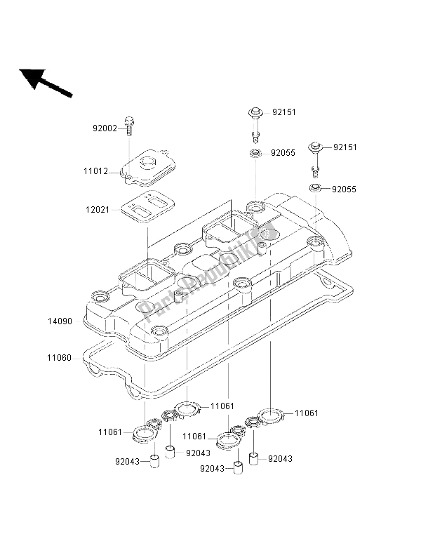 All parts for the Cylinder Head Cover of the Kawasaki Ninja ZX 9R 900 2002