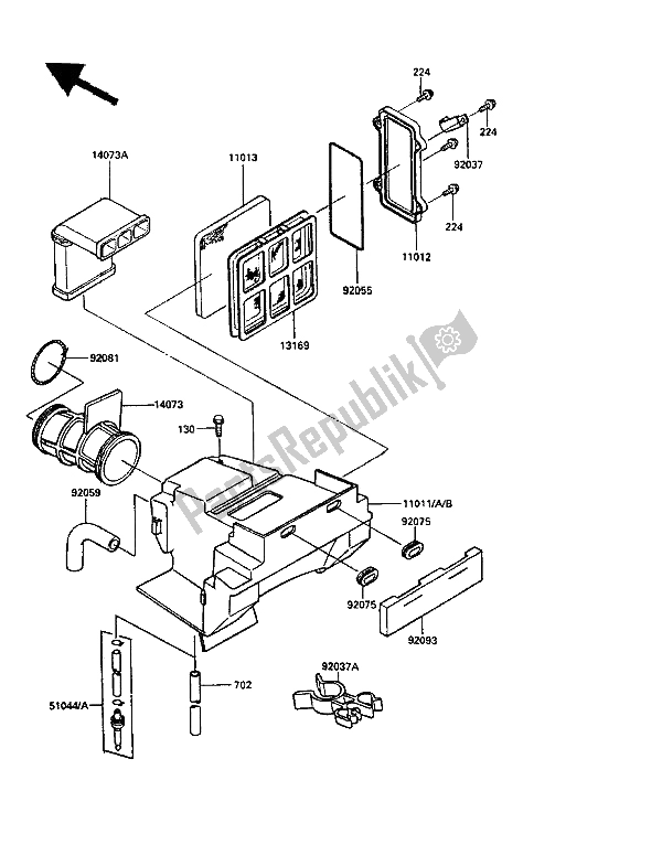 Tutte le parti per il Filtro Dell'aria del Kawasaki KLR 250 1989