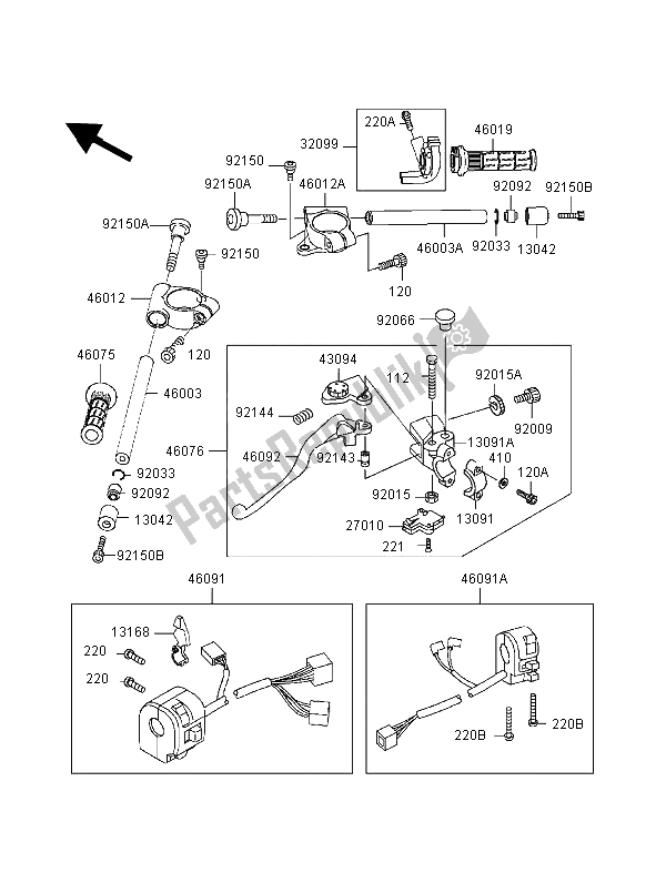 Toutes les pièces pour le Guidon du Kawasaki Ninja ZX 9R 900 1998