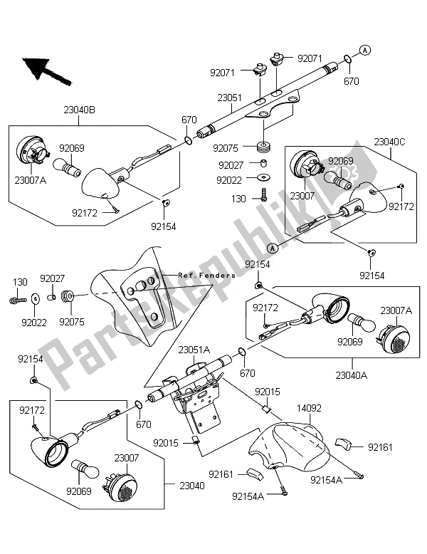 Tutte le parti per il Indicatori Di Direzione del Kawasaki VN 1700 Voyager Custom ABS 2011