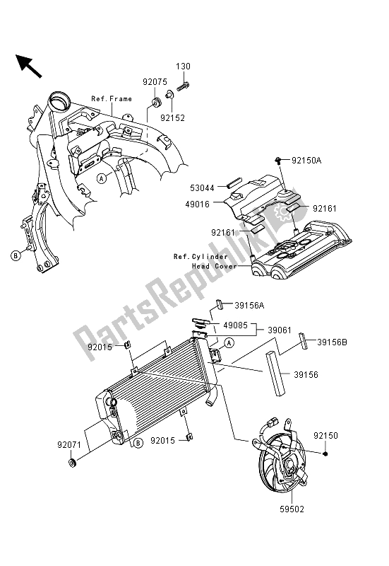 All parts for the Radiator of the Kawasaki ER 6F 650 2013