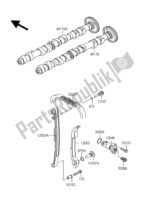 All parts for the Camshaft & Tensioner of the Kawasaki Z 750R ABS 2012
