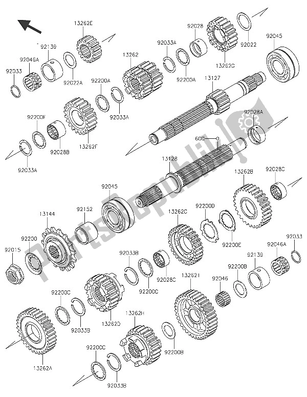 All parts for the Transmission of the Kawasaki Z 800 2016