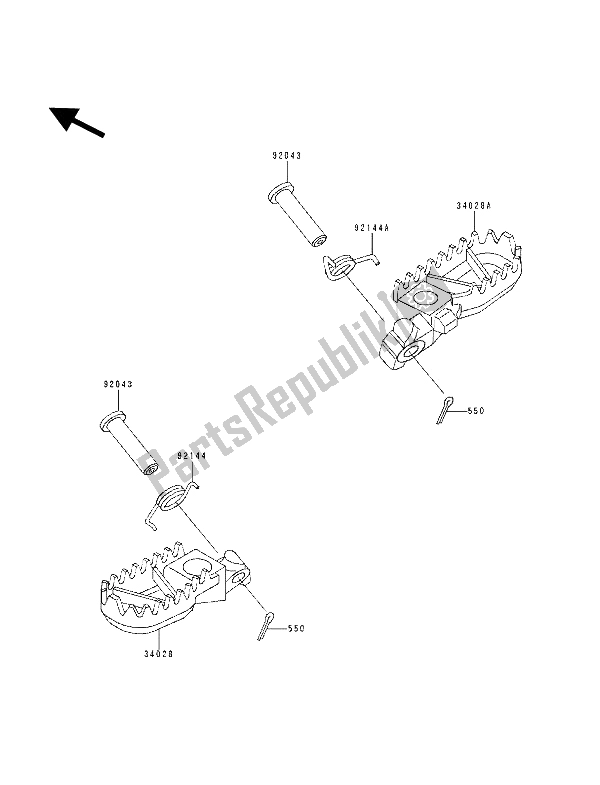 Todas las partes para Reposapiés de Kawasaki KX 250 1994