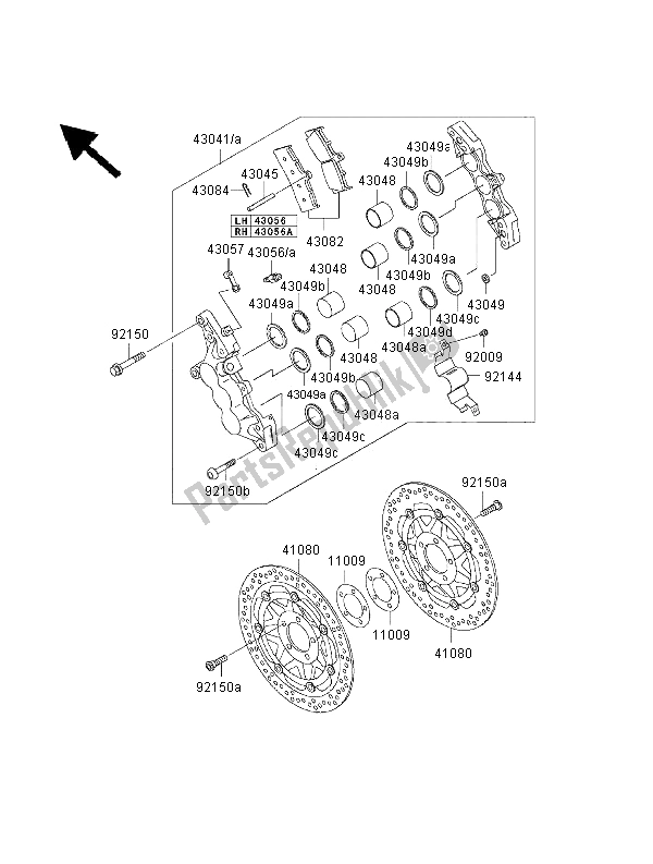 Toutes les pièces pour le Frein Avant du Kawasaki ZRX 1100 2000